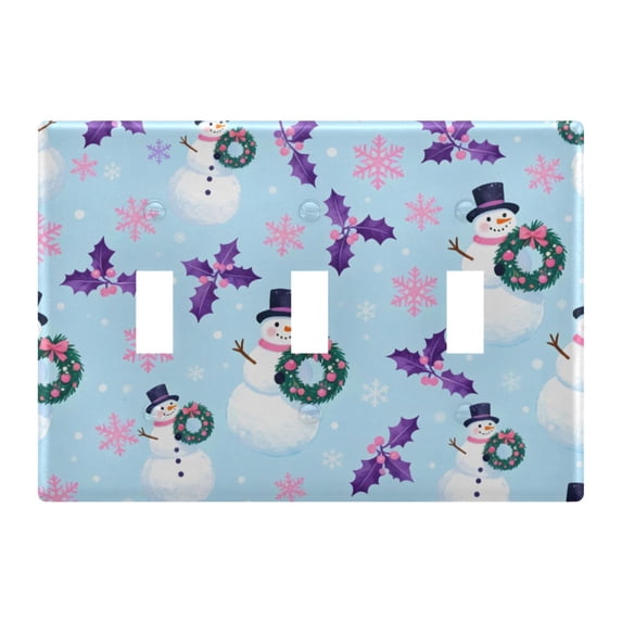 Haosy Light Switch Cover Plate 3 Gang Electrical Outlet Covers Snowman Dot Cherry Leaf Decorate Wall Plate 4.56”x4.48”