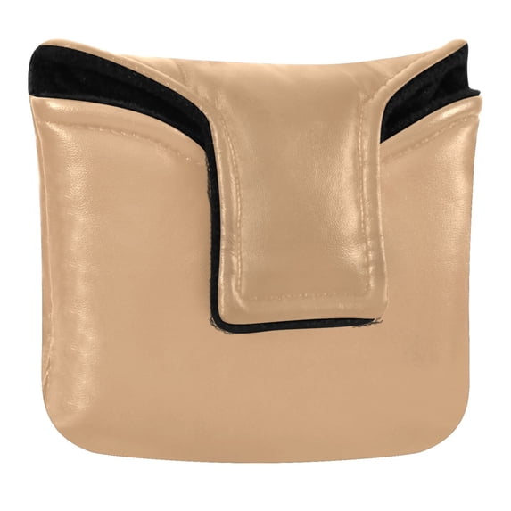 Haosy Light Warm Brown Golf Mallet Putter Cover Strong Magnetic Leather Golf Club Headcover Closure