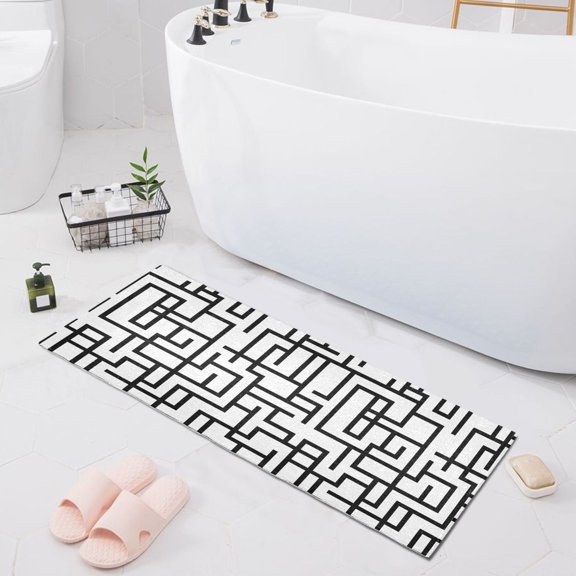 Haosy Line Maze Bathroom Rugs Non Slip Absorbent Soft Plush Quick Dry Bath Mat, 39"x20"