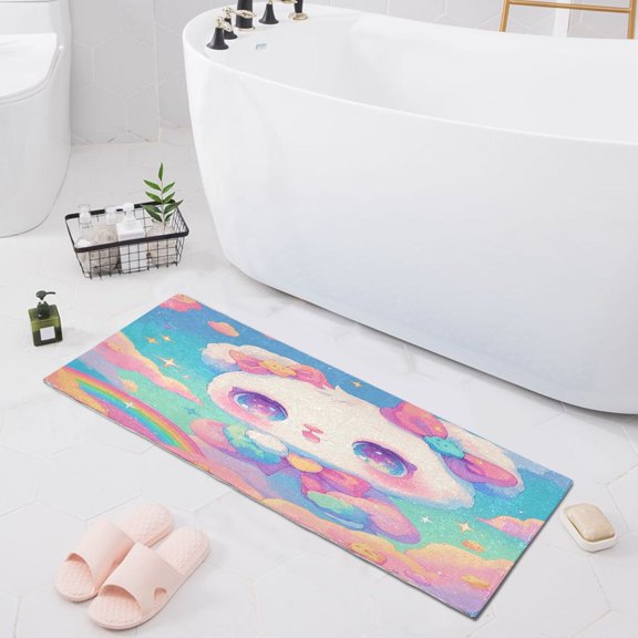 Haosy Lovely Panda and Rainbow Bathroom Rugs Non Slip Absorbent Soft Plush Quick Dry Bath Mat, 39"x20"