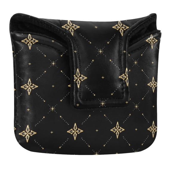 Haosy Luxury Gold Stars Dot Golf Mallet Putter Cover Strong Magnetic Leather Golf Club Headcover Closure