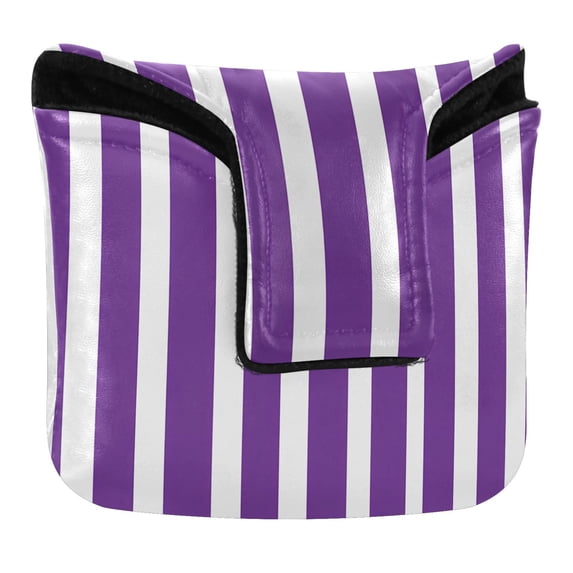 Haosy Modena Purple and White Striped Golf Mallet Putter Cover Strong Magnetic Leather Golf Club Headcover Closure