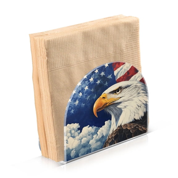 Haosy Napkin Holder for Table Acrylic Kitchen Paper Tissue Dispenser, American Flag and Eagle