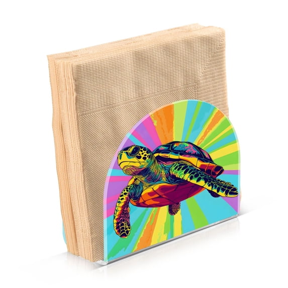 Haosy Napkin Holder for Table Acrylic Kitchen Paper Tissue Dispenser, Colorful Turtle