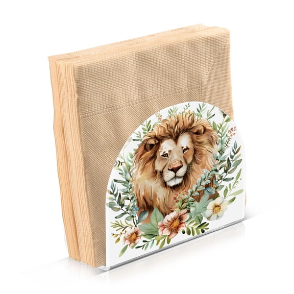 Haosy Napkin Holder for Table Acrylic Kitchen Paper Tissue Dispenser, Lion in Leaves