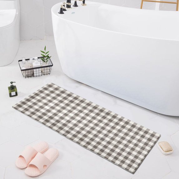 Haosy Neautral Gingham Pattern Bathroom Rugs Non Slip Absorbent Soft Plush Quick Dry Bath Mat, 39"x20"