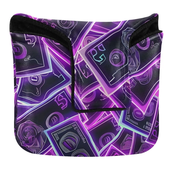 Haosy Neon Dollar Bills Golf Mallet Putter Cover Strong Magnetic Leather Golf Club Headcover Closure