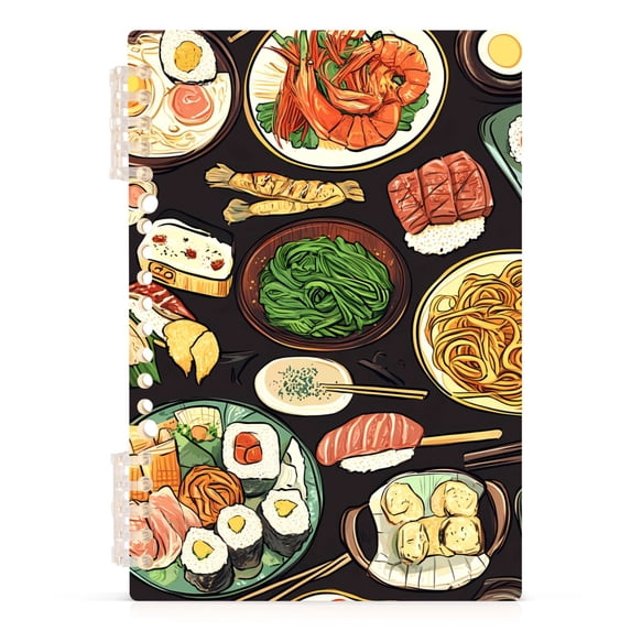 Haosy Noodle Sushi Prawns Notebooks 1-subject Journal 60 Sheets A5 College Ruled Paper Detachable Ring 8.3"x5.7"