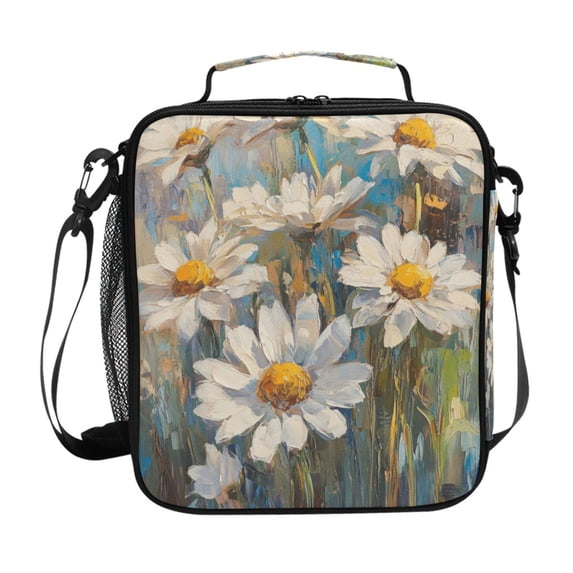 Haosy Oil Painting Of Daisies Reusable Lunch Box Men/Women Insulated Lunch Bag for School Picnic Travel