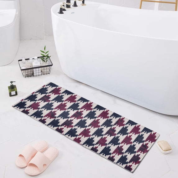 Haosy Pied De Poule Pattern Bathroom Rugs Non Slip Absorbent Soft Plush Quick Dry Bath Mat, 39"x20"
