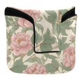 thumbnail image 1 of Haosy Pink Peony Flowers Green Leaves Golf Mallet Putter Cover Strong Magnetic Leather Golf Club Headcover Closure, 1 of 7