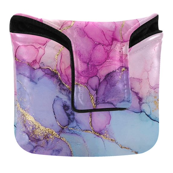 Haosy Pink Purple Blue Marble Golf Mallet Putter Cover Strong Magnetic Leather Golf Club Headcover Closure