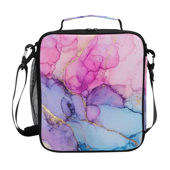 Haosy Pink Purple Blue Marble Reusable Lunch Box Men/Women Insulated Lunch Bag for School Picnic Travel