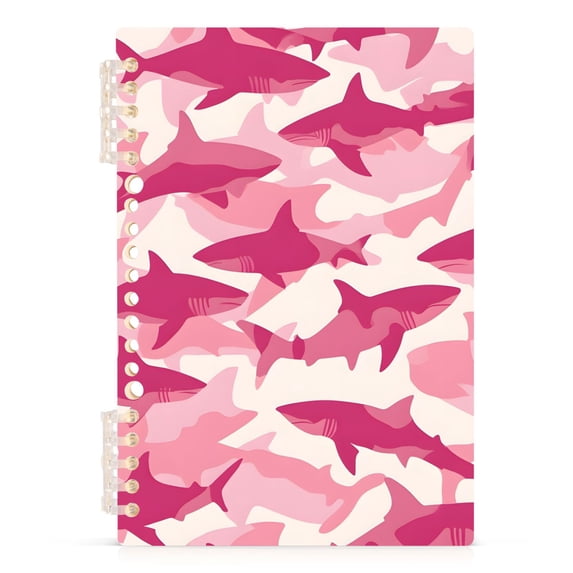 Haosy Pink Shark Silhouette Notebooks 1-subject Journal 60 Sheets A5 College Ruled Paper Detachable Ring 8.3"x5.7"