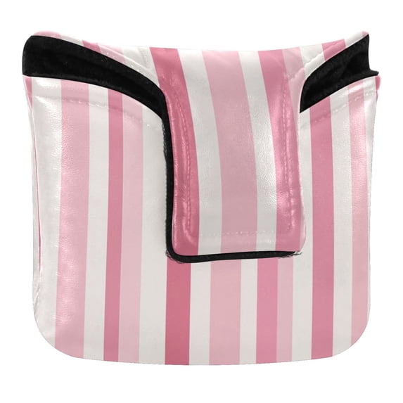 Haosy Pink Striped Golf Mallet Putter Cover Strong Magnetic Leather Golf Club Headcover Closure