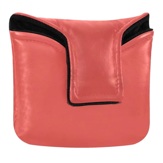 Haosy Plain Red Golf Mallet Putter Cover Strong Magnetic Leather Golf Club Headcover Closure
