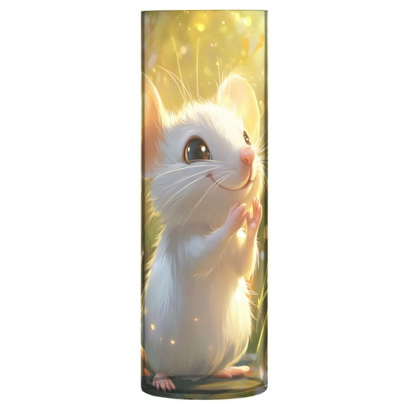 Haosy Plastic Flower Vase 11.8 inch Tall Clear Cylindrical Vases for Centerpieces Home Wedding Decor Cute Mouse Stands in Garden