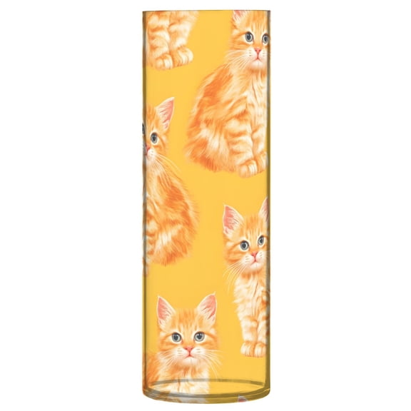 Haosy Plastic Flower Vase 11.8 inch Tall Clear Cylindrical Vases for Centerpieces Home Wedding Decor Cute Orange Cat