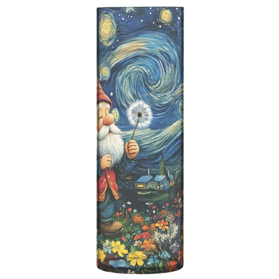 Haosy Plastic Flower Vase 11.8 inch Tall Clear Cylindrical Vases for Centerpieces Home Wedding Decor Gnome with Dandelion Starry Sky