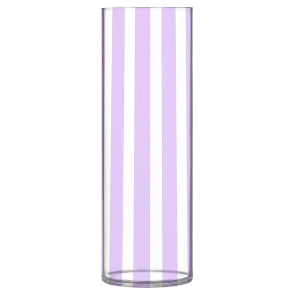 Haosy Plastic Flower Vase 11.8 inch Tall Clear Cylindrical Vases for Centerpieces Home Wedding Decor Pale Violet and White Striped