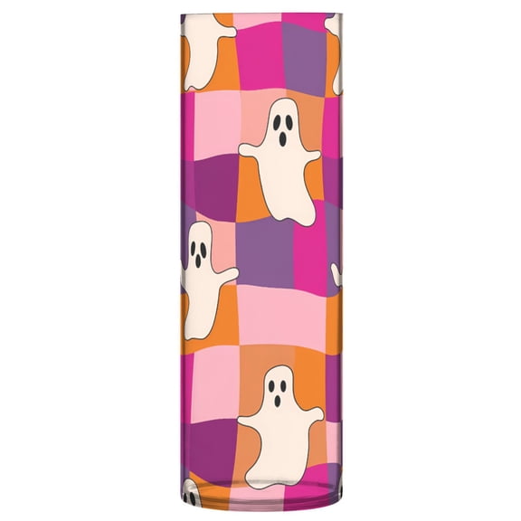 Haosy Plastic Flower Vase 11.8 inch Tall Clear Cylindrical Vases for Centerpieces Home Wedding Decor Retro Groovy Checkered