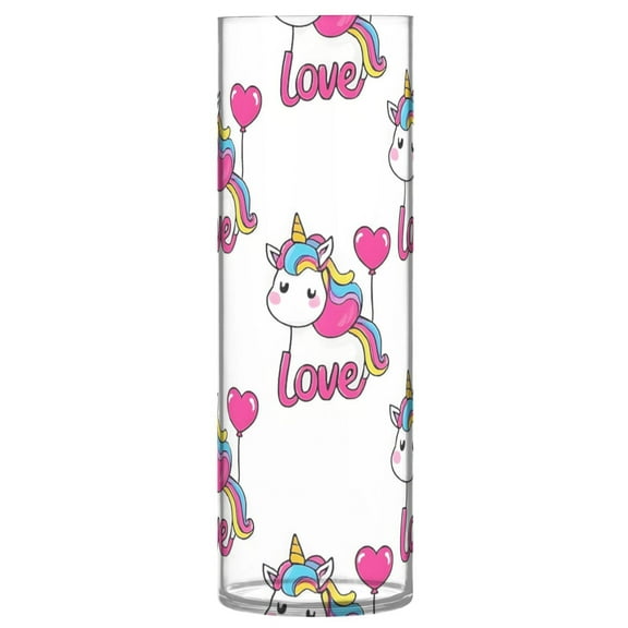 Haosy Plastic Flower Vase 11.8 inch Tall Clear Cylindrical Vases for Centerpieces Home Wedding Decor Unicorn and Love Balloon