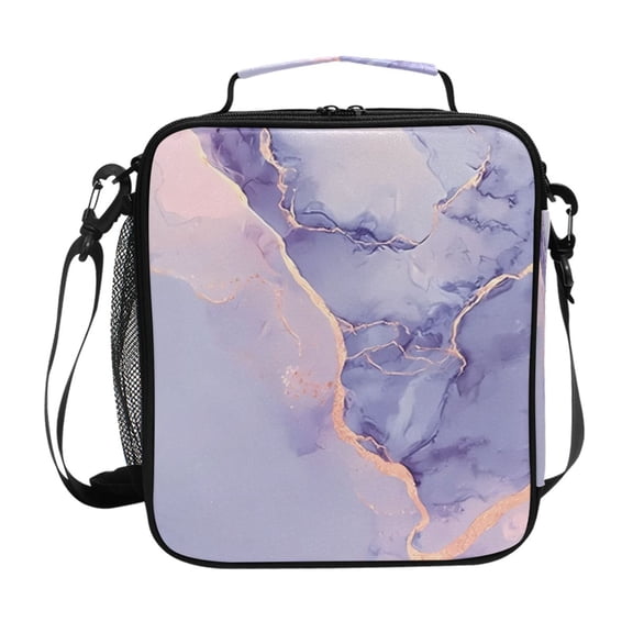 Haosy Purple Gold Marble Reusable Lunch Box Men/Women Insulated Lunch Bag for School Picnic Travel