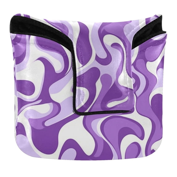Haosy Purple White Flow Golf Mallet Putter Cover Strong Magnetic Leather Golf Club Headcover Closure