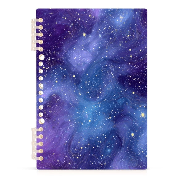 Haosy Purples Blues Space Galaxy Notebooks 1-subject Journal 60 Sheets A5 College Ruled Paper Detachable Ring 8.3"x5.7"