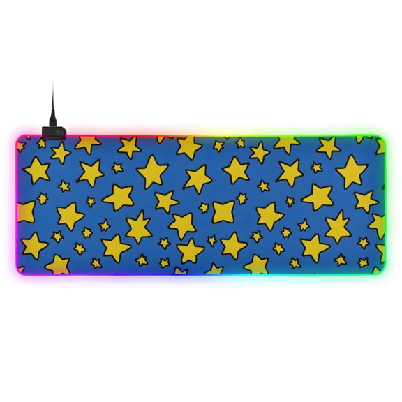 Haosy RGB Led Gaming Mouse Pad Non-Slip Large Keyboard Desk Mat 13 Light Modes 31.5x11.8 inch Cartoon Yellow Star