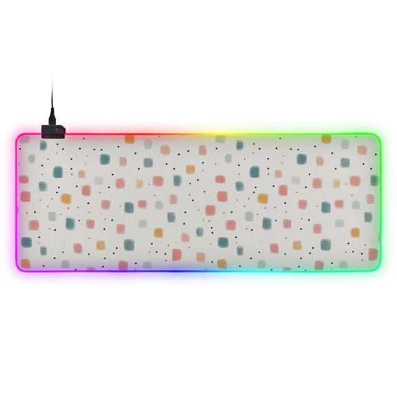 Haosy RGB Led Gaming Mouse Pad Non-Slip Large Keyboard Desk Mat 13 Light Modes 31.5x11.8 inch Hand-drawn Cute Square