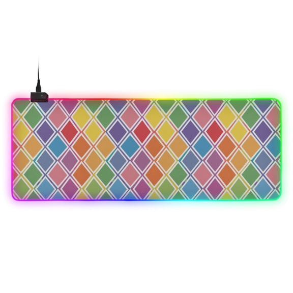 Haosy RGB Led Gaming Mouse Pad Non-Slip Large Keyboard Desk Mat 13 Light Modes 31.5x11.8 inch Rainbow Block