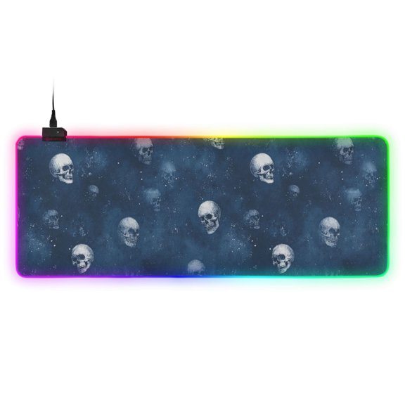 Haosy RGB Led Gaming Mouse Pad Non-Slip Large Keyboard Desk Mat 13 Light Modes 31.5x11.8 inch Vintage Gothic Skull