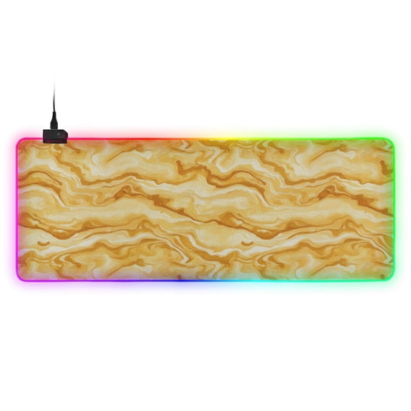 Haosy RGB Led Gaming Mouse Pad Non-Slip Large Keyboard Desk Mat 13 Light Modes 31.5x11.8 inch Yellow Orange Marble