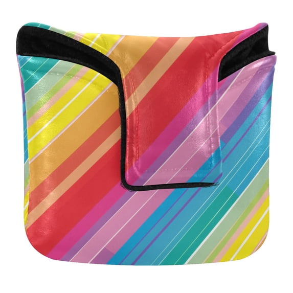 Haosy Rainbow Lines Golf Mallet Putter Cover Strong Magnetic Leather Golf Club Headcover Closure
