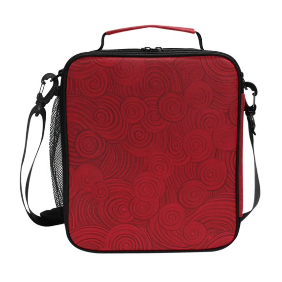 Haosy Red Elegant Spiral Reusable Lunch Box Men/Women Insulated Lunch Bag for School Picnic Travel