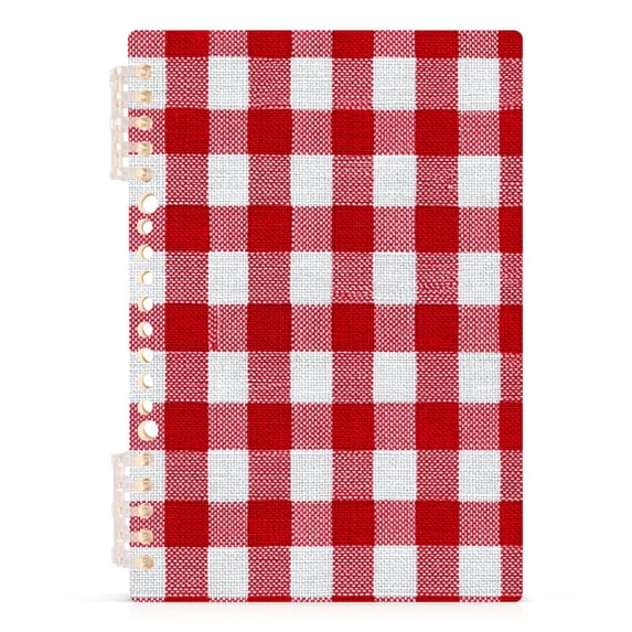 Haosy Red and White Checkered Notebooks 1-subject Journal 60 Sheets A5 College Ruled Paper Detachable Ring 8.3"x5.7"
