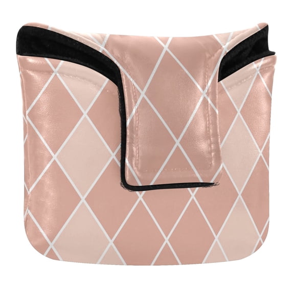 Haosy Rose Beige Block Golf Mallet Putter Cover Strong Magnetic Leather Golf Club Headcover Closure