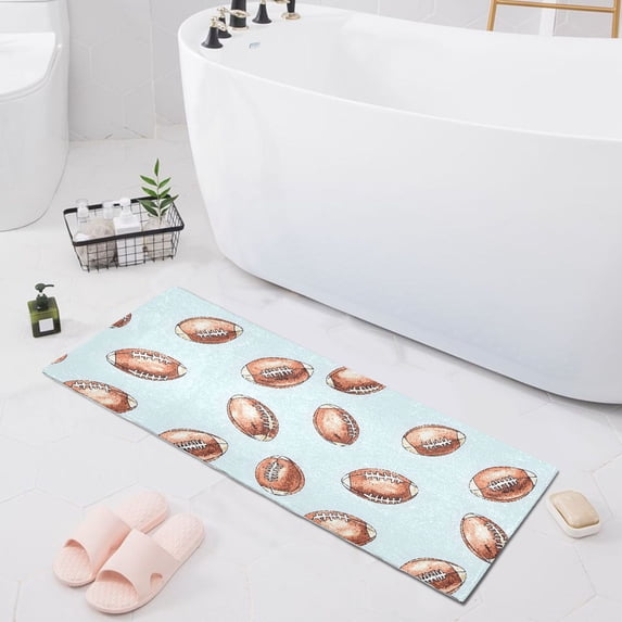Haosy Rugby Ball Bathroom Rugs Non Slip Absorbent Soft Plush Quick Dry Bath Mat, 39"x20"