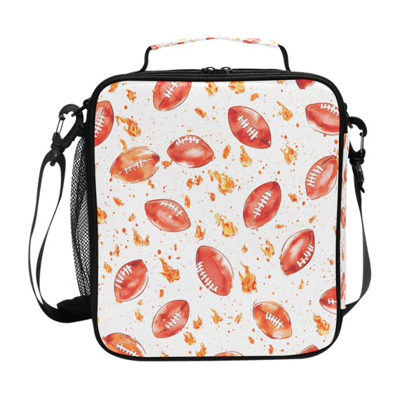 Haosy Rugby with Fire Reusable Lunch Box Men/Women Insulated Lunch Bag for School Picnic Travel