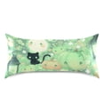 thumbnail image 1 of Haosy Satin Pillowcase for Hair and Skin Standard Cooling Silk Pillow Case with Envelope Closure Adorable Green Pumpkin Cat 20"x40", 1 of 9