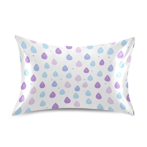 Haosy Satin Pillowcase for Hair and Skin Standard Cooling Silk Pillow Case with Envelope Closure Cartoon Raindrop 20"x26"