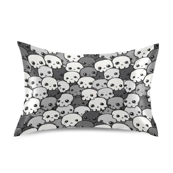 Haosy Satin Pillowcase for Hair and Skin Standard Cooling Silk Pillow Case with Envelope Closure Cute Cartoon Skull 20"x26"
