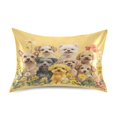 thumbnail image 1 of Haosy Satin Pillowcase for Hair and Skin Standard Cooling Silk Pillow Case with Envelope Closure Cute Dogs with Happy and Joyful 20"x30", 1 of 9