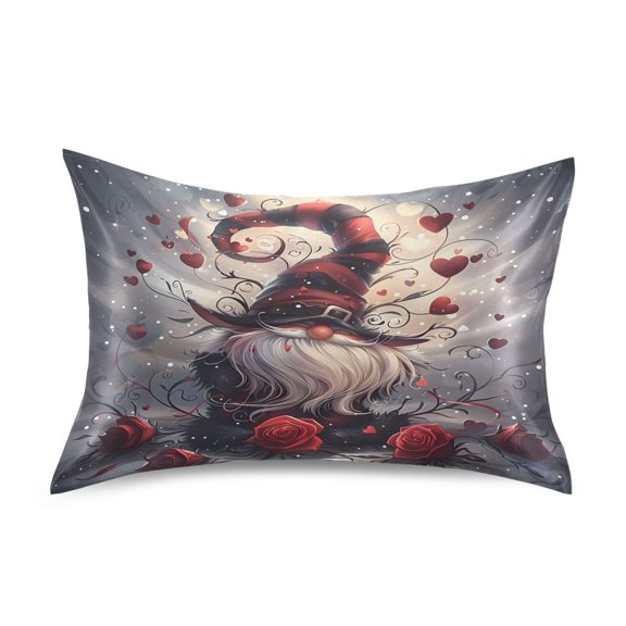 Haosy Satin Pillowcase for Hair and Skin Standard Cooling Silk Pillow Case with Envelope Closure Gnome with Hat Rose 20"x26"