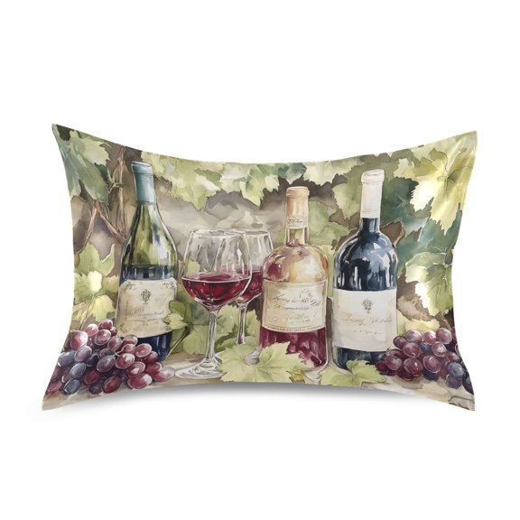 Haosy Satin Pillowcase for Hair and Skin Standard Cooling Silk Pillow Case with Envelope Closure Grape and Wine 20"x26"