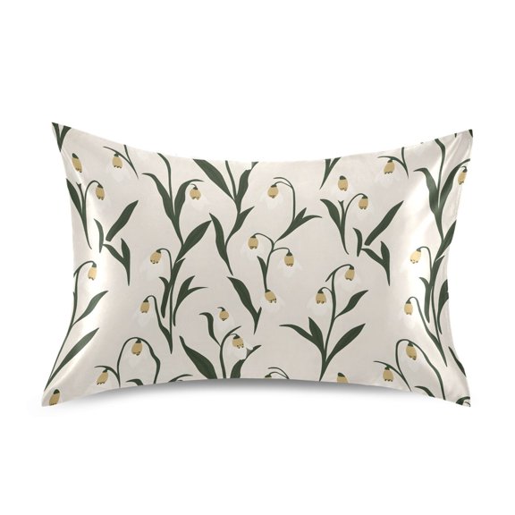 Haosy Satin Pillowcase for Hair and Skin Standard Cooling Silk Pillow Case with Envelope Closure Minimalist Snowdrop 20"x26"