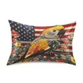 thumbnail image 1 of Haosy Satin Pillowcase for Hair and Skin Standard Cooling Silk Pillow Case with Envelope Closure Parrot with American Flag 20"x26", 1 of 9