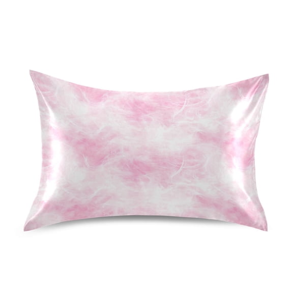 Haosy Satin Pillowcase for Hair and Skin Standard Cooling Silk Pillow Case with Envelope Closure Pink Soft Smoke Cloud 20"x26"