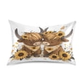 thumbnail image 1 of Haosy Satin Pillowcase for Hair and Skin Standard Cooling Silk Pillow Case with Envelope Closure Two Highland Cow and Sunflower 20"x26", 1 of 9
